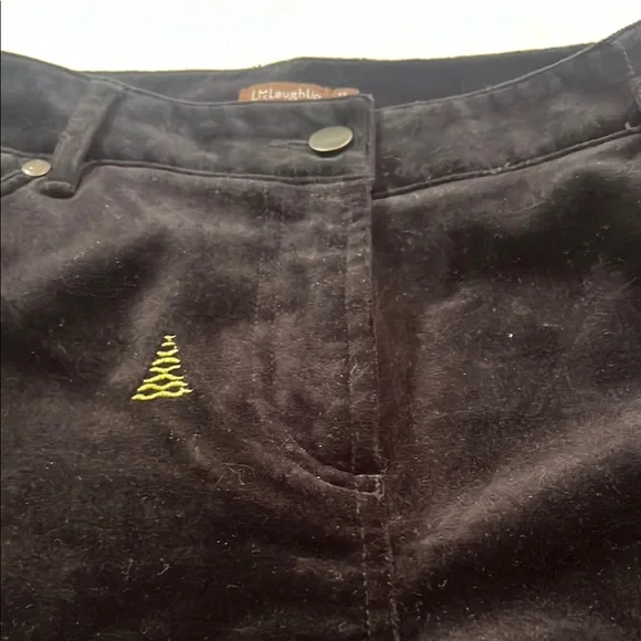 J McLaughlin black velvet Xmas tree Embroidered pants - Picture 4 of 5